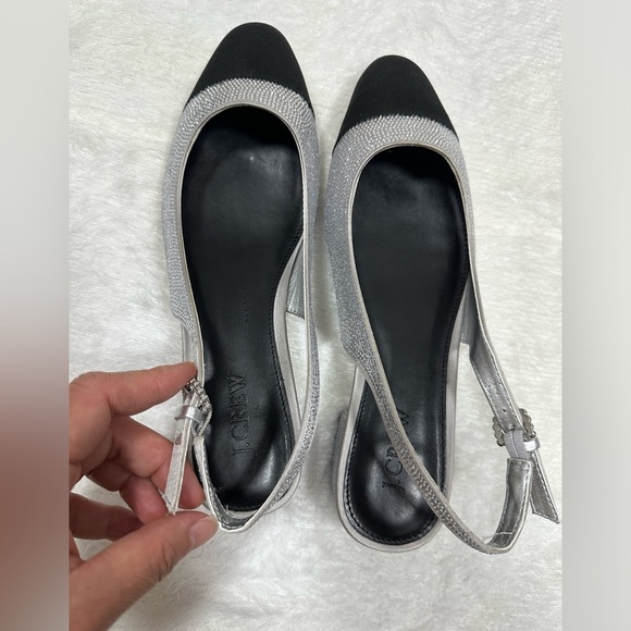 J. Crew Silver and Black Slingback Heels🤍 - Picture 7 of 10